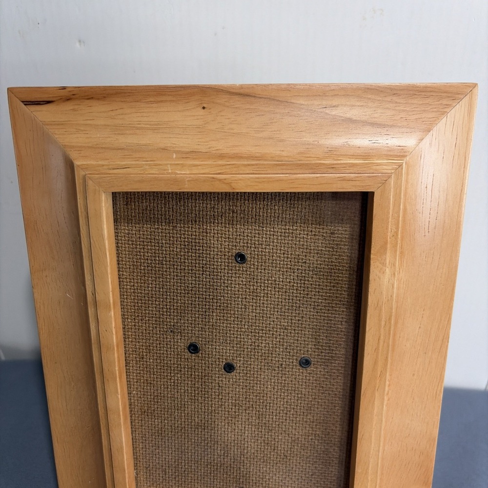 VTG Longs Drug Stores Solid Wood Picture Frame Burlap Backing Thailand Retro - Picture 2 of 6